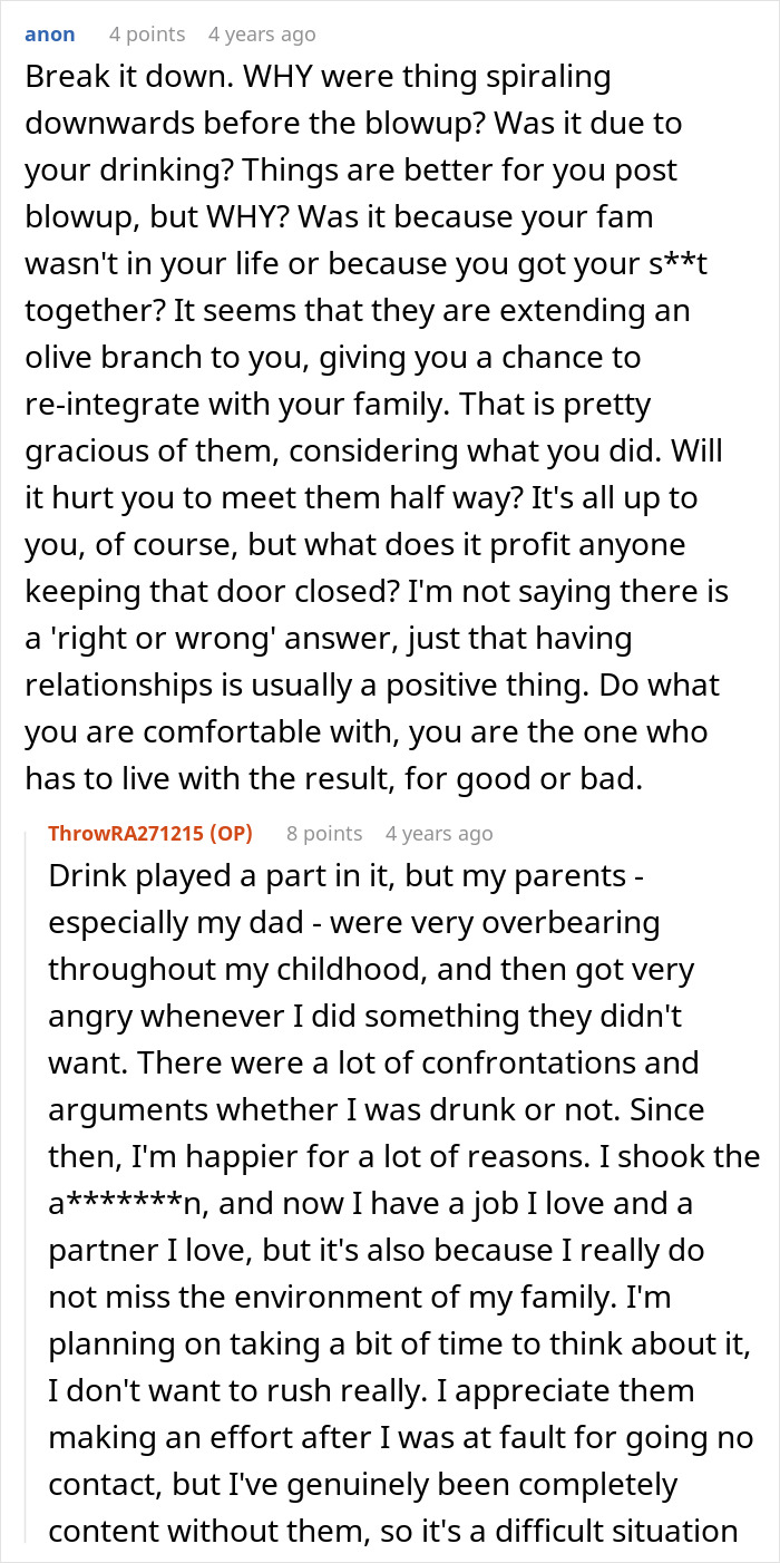 Family decides to forgive man for beating his brother, but he dislikes their tone and struggles with reconciliation.