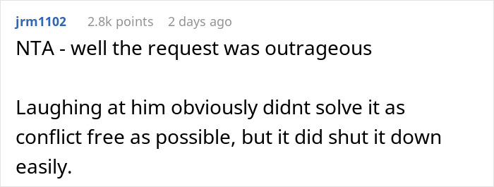 Screenshot of a Reddit comment discussing an entitled uncle expecting niece to fund his retirement plan.