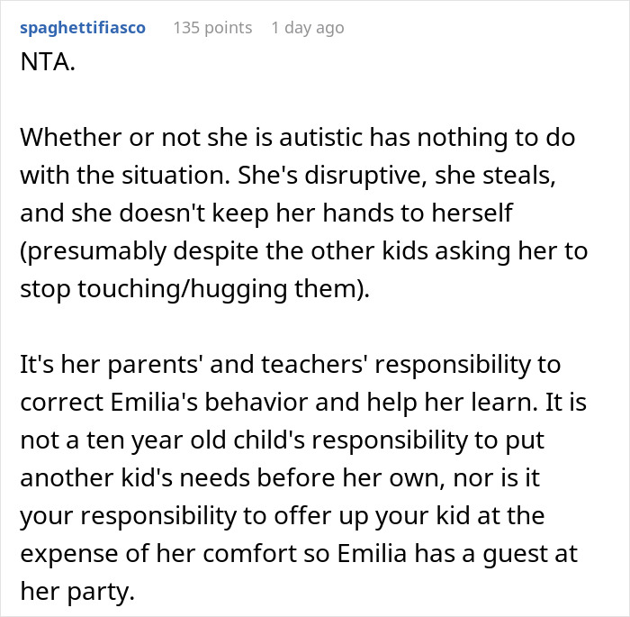 Reddit screenshot showing comment about parent wonders whether to make daughter attend birthday everyone is skipping Reddit screenshot showing comment about parent wonders whether to make daughter attend birthday everyone is skipping