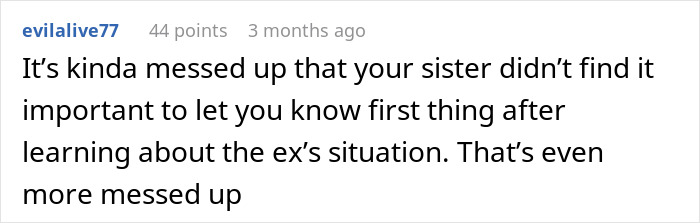 Comment discussing family conflict and emotional impact after dad gets accused of horrific things by his own kids.