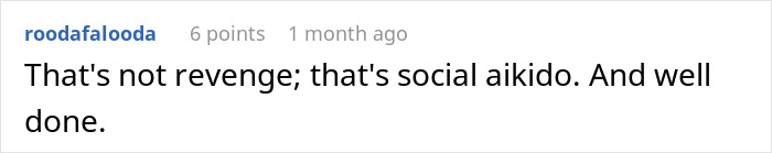 Text comment on a white background reading that this is social aikido and well done, related to a guy trying to skip coffee line. - 26