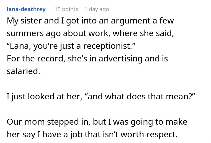 Screenshot of Reddit post with text about a work argument and job respect, featuring unemployed guy theme