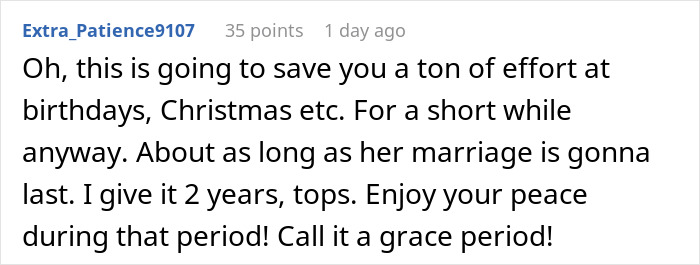 Comment on a forum discussing drama after bride excludes sister-in-law from wedding photos, sparking family tension.