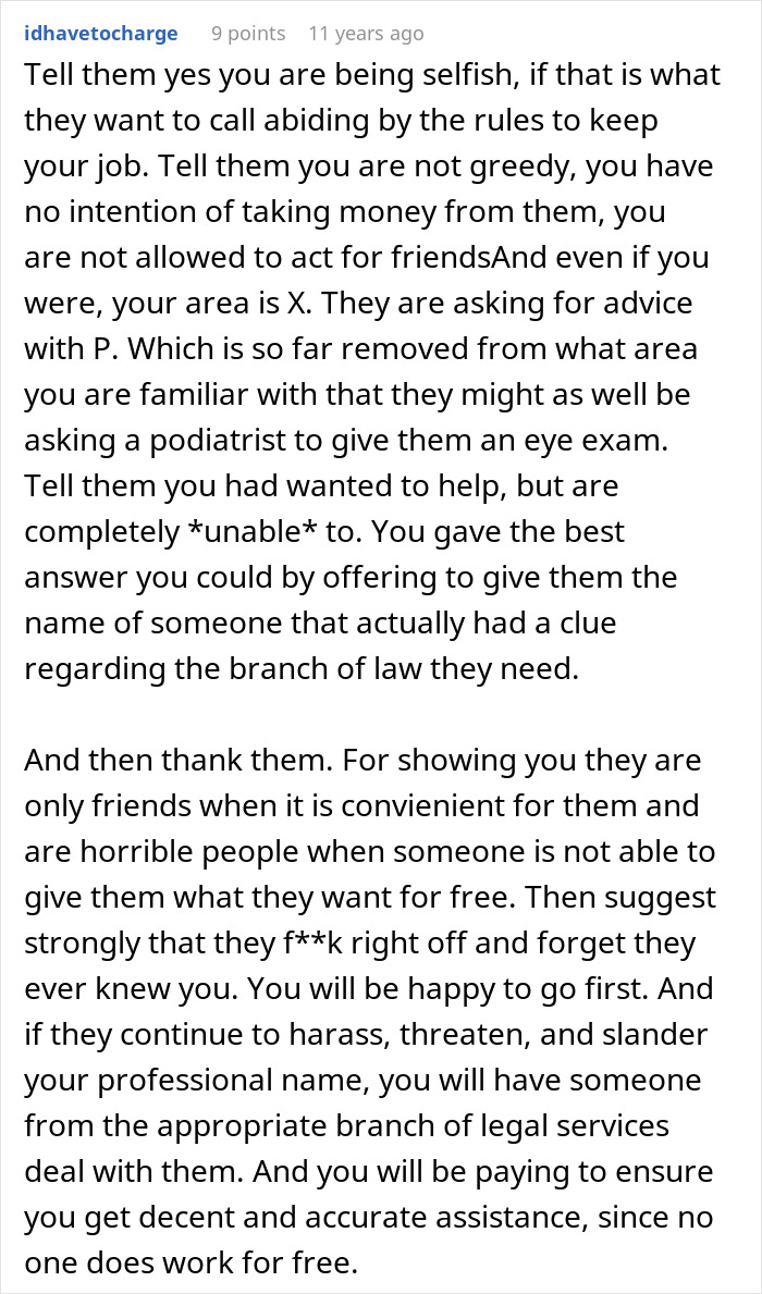 Text excerpt showing advice on setting boundaries to protect a new career and recognizing true colors of friends.