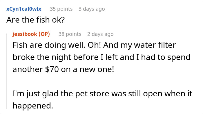 Reddit conversation about a woman letting friend stay during surgery recovery, returning to a filthy house and car driven 1,100 miles. - 21