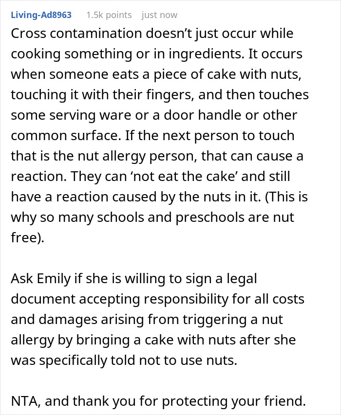 Guestzilla ignoring food allergy restrictions at party causes cross contamination and gets disinvited by host.