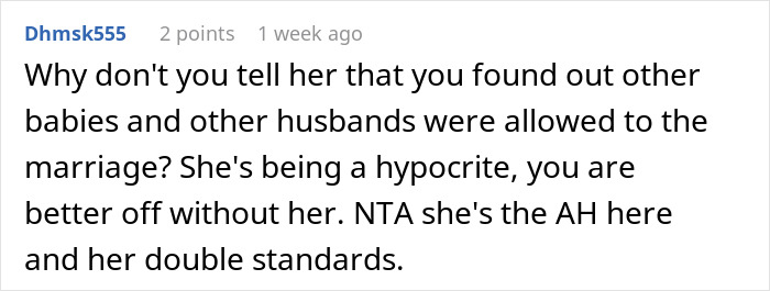 Screenshot of a forum comment discussing banning a best friend's baby and husband from an engagement party conflict.