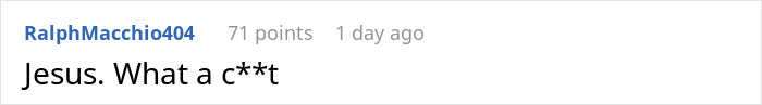 Reddit comment screenshot reading Jesus. What a c**t, Greedy Mom reaction to inheritance dispute