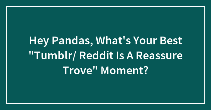 Hey Pandas, What’s Your Best “Tumblr/ Reddit Is A Reassure Trove” Moment?