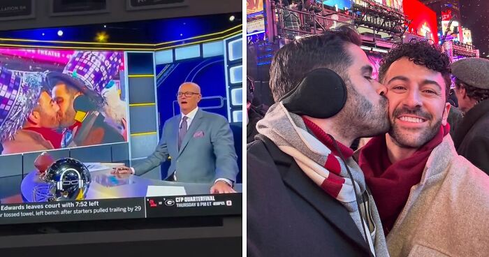 Gay Couple Responds After ESPN Host’s Reaction To Their New Year’s Eve Kiss Goes Viral