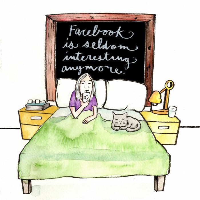 Comic illustration by Dana Jeri Maier showing a runner checking a watch with a funny modern life observation.