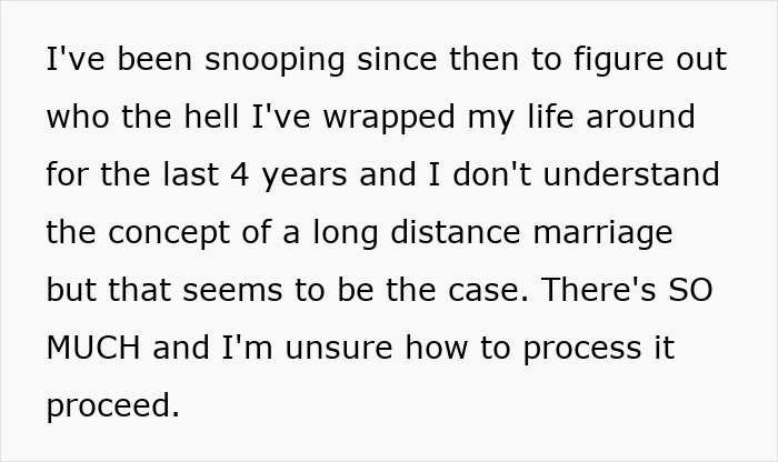 Text image displaying a woman reflecting on her 4-year relationship, realizing she was the mistress all along.