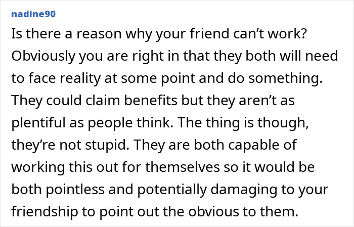 Text post by nadine90 discussing challenges friends face in work, emphasizing the need for daughter step up help mom support.