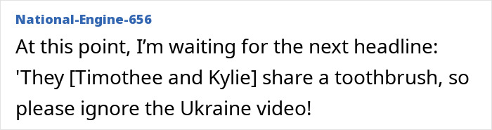 Comment discussing Timoth&eacute;e Chalamet&rsquo;s tone deaf message to fans in Ukraine amid public backlash online.