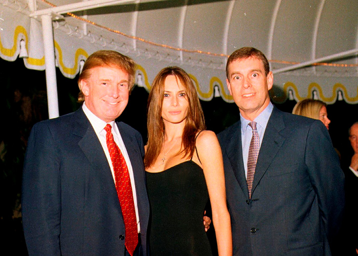 Prince Andrew with two individuals at a formal event, highlighting new disturbing images and emails related to Epstein outrage.