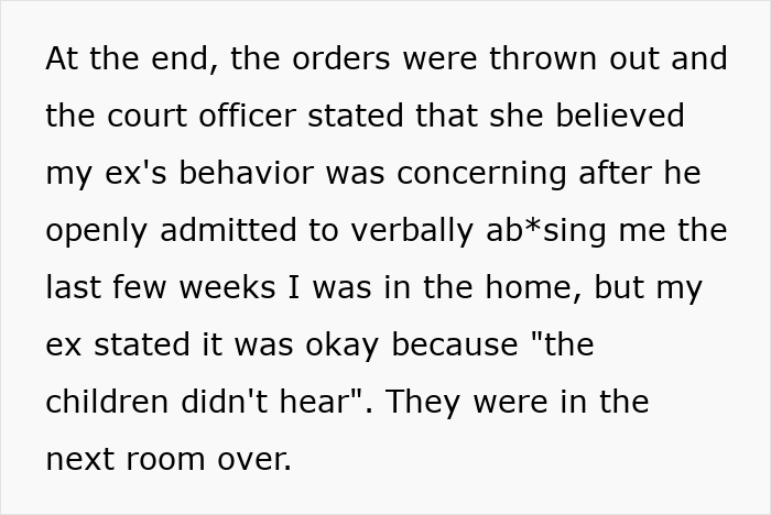 Text excerpt describing concerns about verbal a***e by ex-husband towards a stay-at-home mom amid financial struggles.