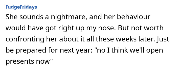 Text excerpt from a b-day party story about an awkward guest mom rearranging food, correcting a child, and taking control.