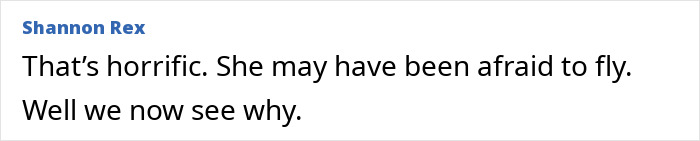 Comment by Shannon Rex expressing concern about a lawyer found deceased on a transatlantic flight.