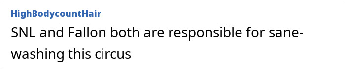 Screenshot of a comment criticizing SNL and Fallon for sane-washing, related to Michael Che's ICE joke on SNL. Screenshot of a comment criticizing SNL and Fallon for sane-washing, related to Michael Che's ICE joke on SNL.