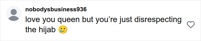 Screenshot of a social media comment accusing Emily Ratajkowski of disrespecting the hijab in a twerking video post.