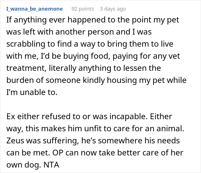 Woman struggles to care for ex’s dog, threatens shelter, while ex fails to take responsibility or action. Woman struggles to care for ex’s dog, threatens shelter, while ex fails to take responsibility or action.