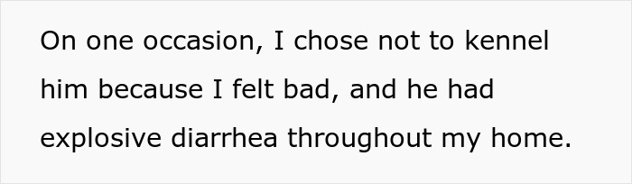 Text excerpt describing a woman struggling to handle her ex’s dog, mentioning a messy situation at home. Text excerpt describing a woman struggling to handle her ex’s dog, mentioning a messy situation at home.