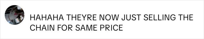 Comment on a Vinted listing joking about selling a Dior handbag chain separately for the same price, reflecting viral reactions.