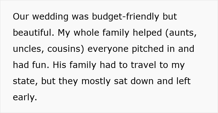 Text about a wife done with husband&rsquo;s relatives living with them while he reacts negatively to not housing his mother.