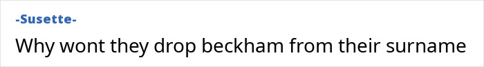 Text post reading why won&rsquo;t they drop Beckham from their surname, relating to Brooklyn Beckham family drama and legal issues.