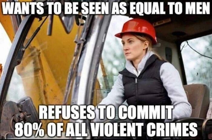 Woman wearing a hard hat operating construction machinery, illustrating feminist posts calling out the patriarchy with zero mercy.