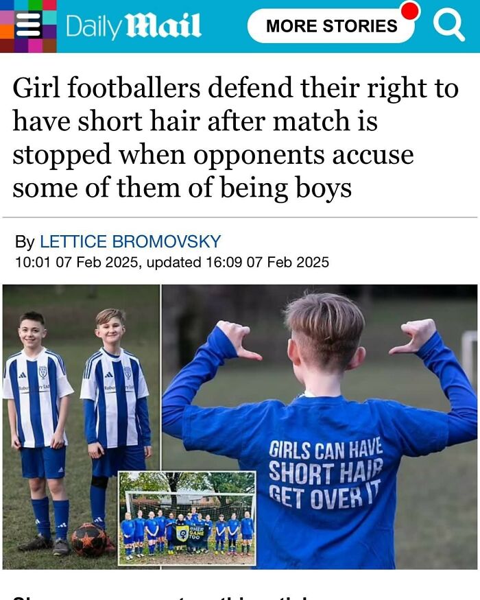 Girl footballers challenge patriarchy defending their right to short hair and gender expression on the field.