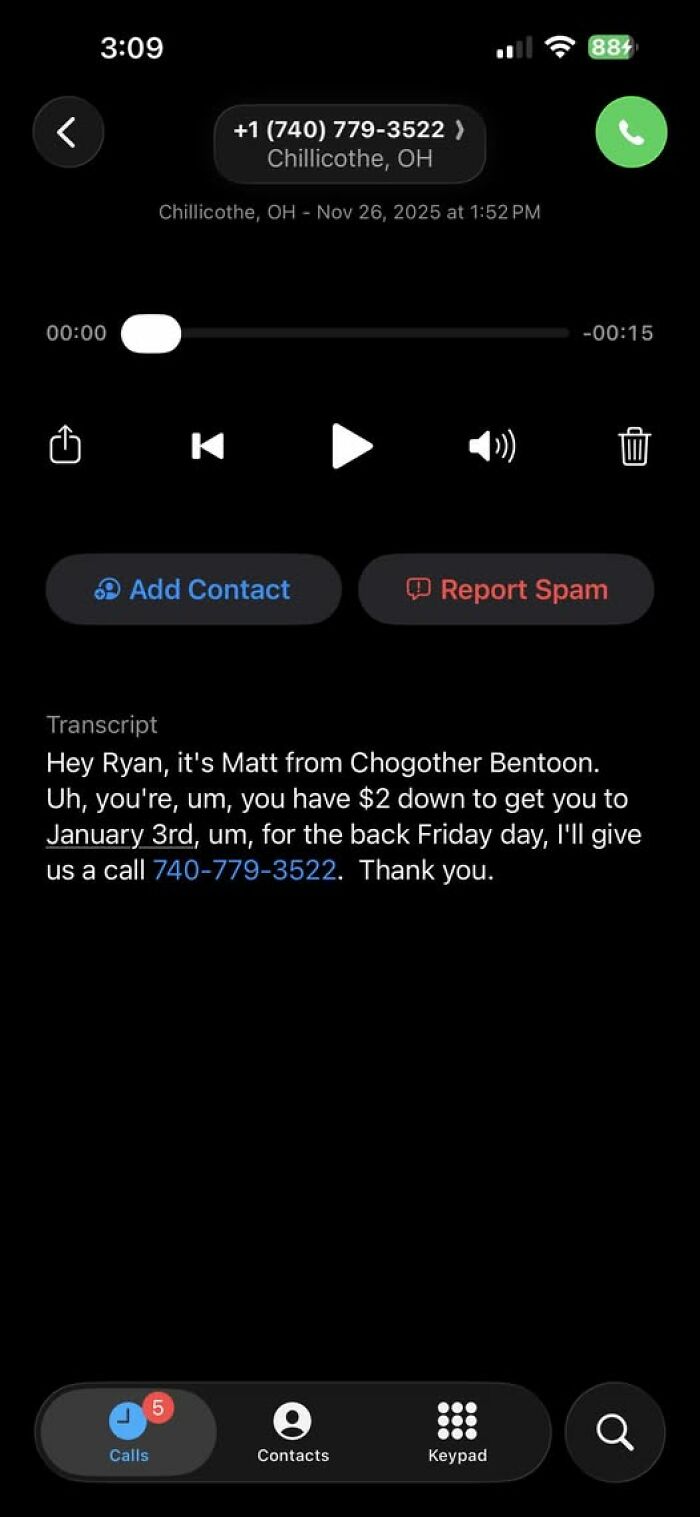 Voice message transcript on phone screen showing confusing spoken text people broke their brain trying to understand.