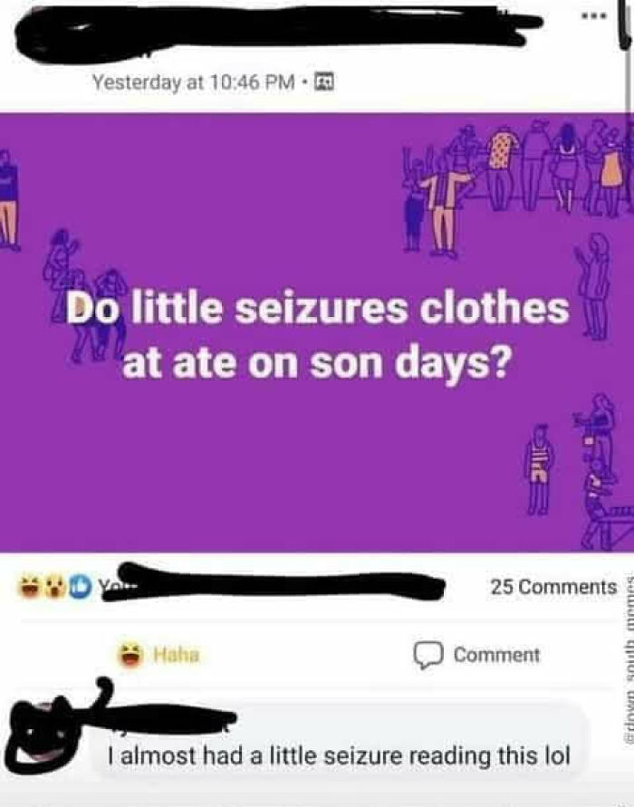 Confusing text post asking a nonsensical question with a comment about almost having a seizure, illustrating brain breaks.