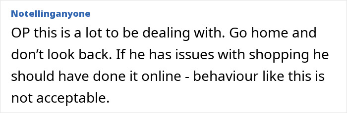 Screenshot of an online comment discussing how food shopping triggers a guy and his girlfriend&rsquo;s reaction to it.