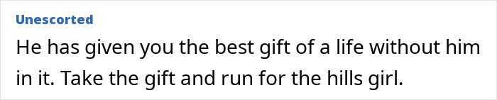 Text excerpt from an online forum where a user advises to leave a guy who finds food shopping triggering.