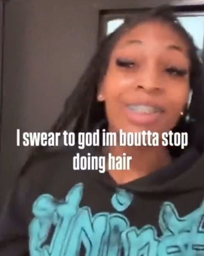 Maryland hairstylist speaking in a viral video about stopping hair services after dragging teen client by her hair in salon.