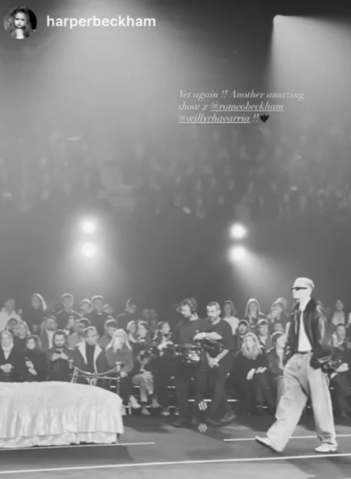 Harper Beckham shares a moment at a fashion show breaking silence after Brooklyn&rsquo;s explosive attack on parents.