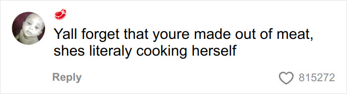 Screenshot of a social media comment about cooking oneself, relating to toasted skin syndrome from using a heating pad.