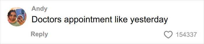 Comment on social media post by Andy about a doctor's appointment, related to toasted skin syndrome awareness.