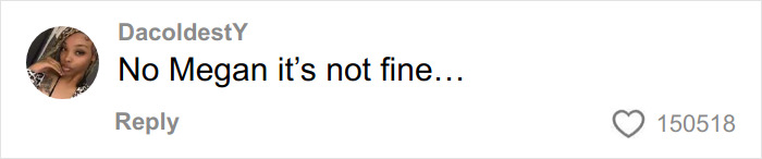 Screenshot of a social media comment replying to Megan, related to heated pad use and toasted skin syndrome discussion.