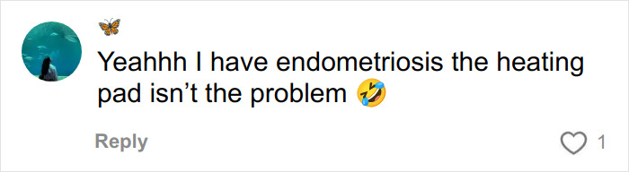 Screenshot of a social media comment discussing heating pad use and its relation to toasted skin syndrome.