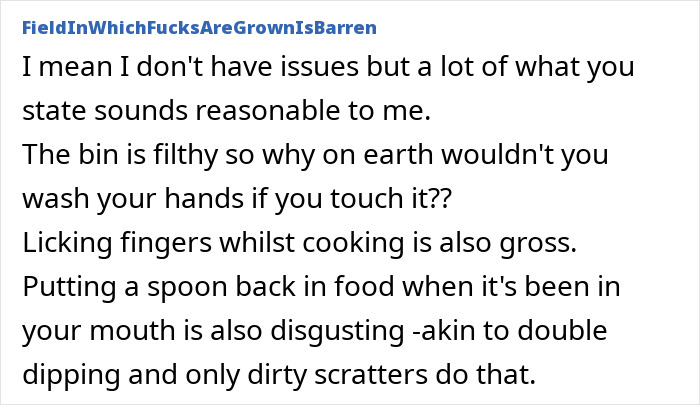 Text excerpt discussing hygiene anxiety and behaviors related to OCD-like symptoms in family interactions.