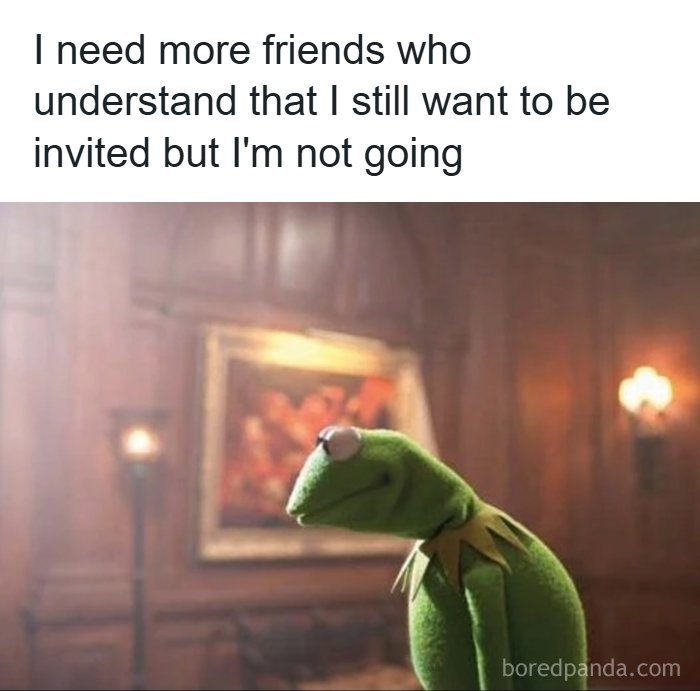 Kermit the Frog looking down with a sarcastic caption about wanting friends who understand humor as a coping mechanism.