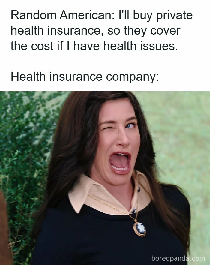 Person winking and making a funny face illustrating the humor in healthcare memes about US health insurance issues.