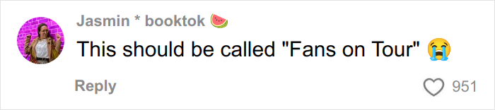 Comment on social media expressing fans' reaction to Harry Styles new tour ticket prices with a crying emoji.