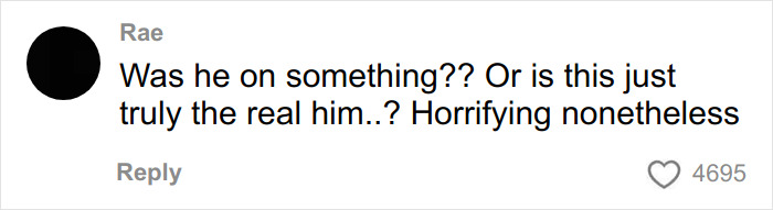 Screenshot of a social media comment questioning the behavior related to Firerose's disturbing accusations against Billy Ray Cyrus.