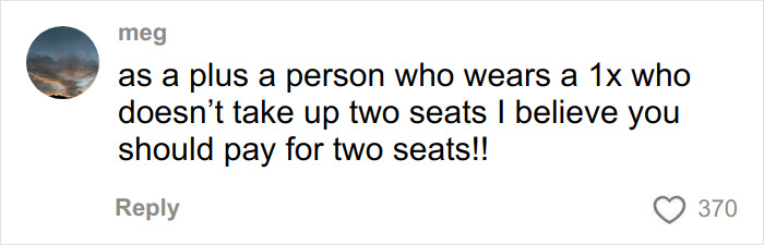 Comment from a plus size passenger expressing opinion on paying for two seats amid Southwest&rsquo;s new seating rules backlash.