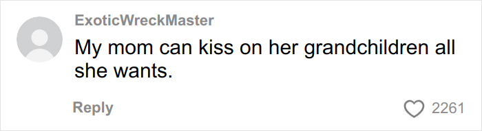 Screenshot of a social media comment about a woman&rsquo;s gentle reminder for grandma to not kiss her baby going viral.