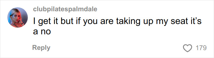 Instagram comment criticizing Southwest Airlines new seating rules by a user with dyed hair, expressing frustration about seat space.
