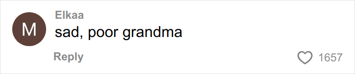 Screenshot of a social media comment saying sad, poor grandma related to woman&rsquo;s gentle reminder for grandma not to kiss baby.